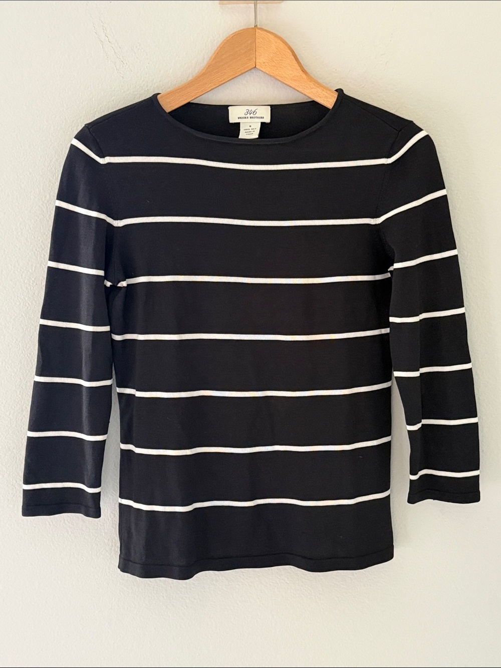 Brooks Brothers Black and White Striped Silk Top